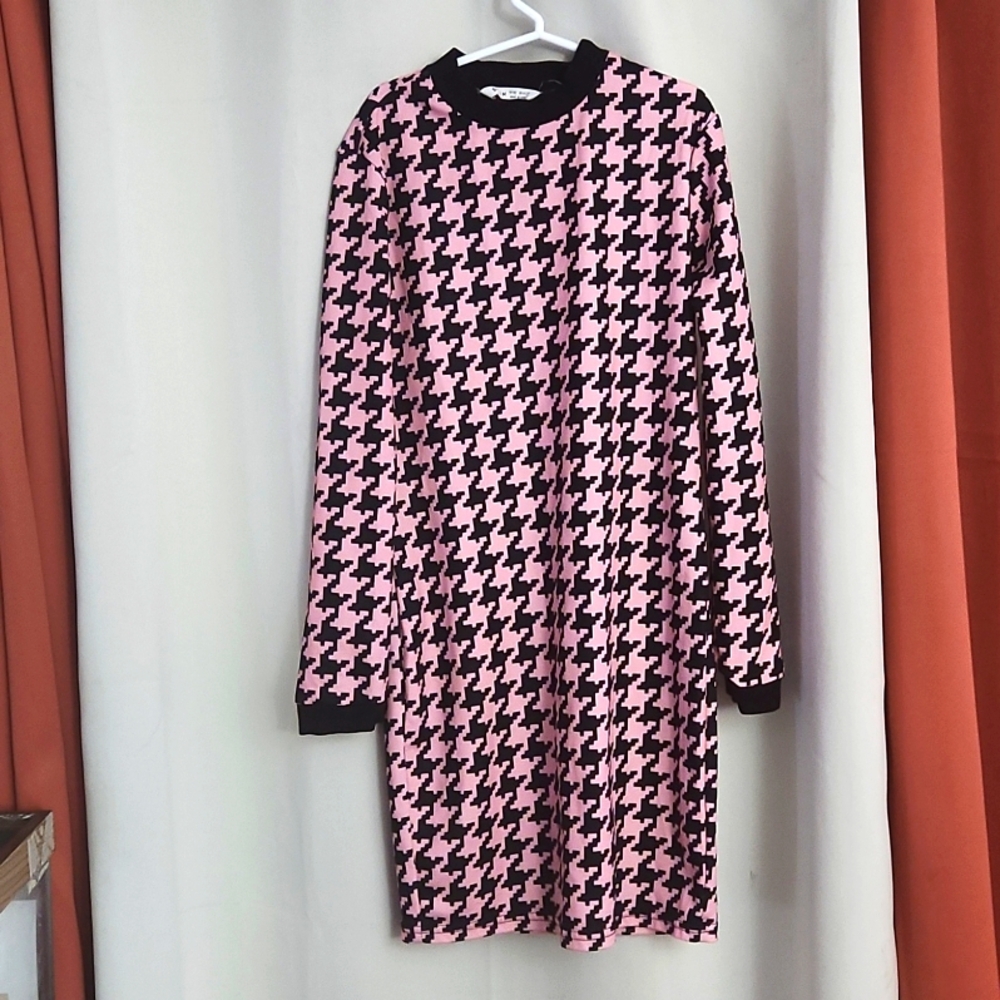 Girls Black & Pink Print Dress